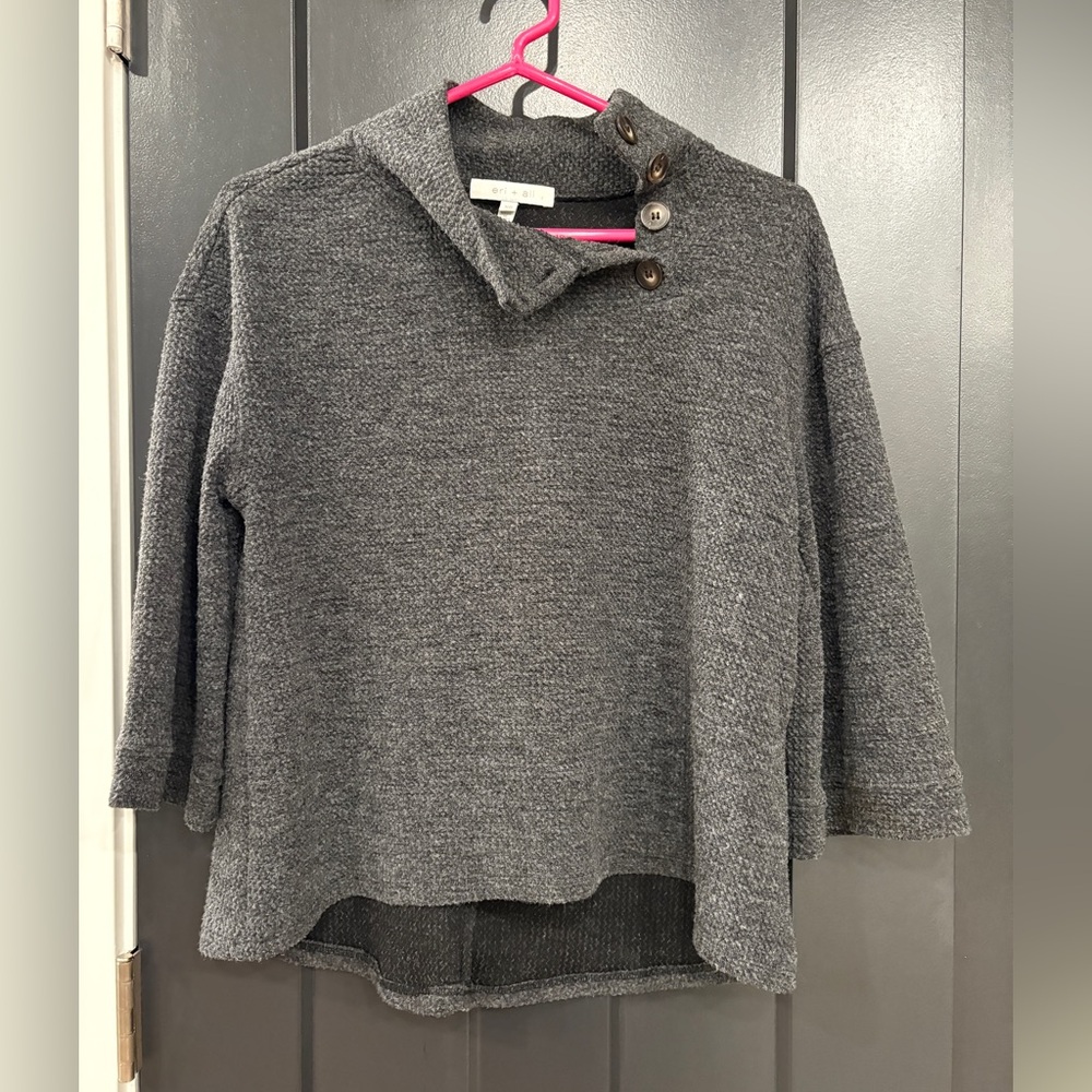 Eri + Ali Gray Button-Up Women's Sweater